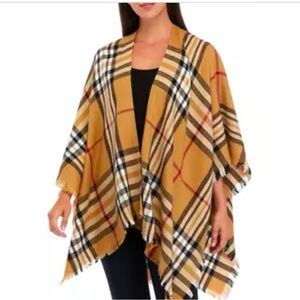 Beige and Black Plaid Wrap Wrap